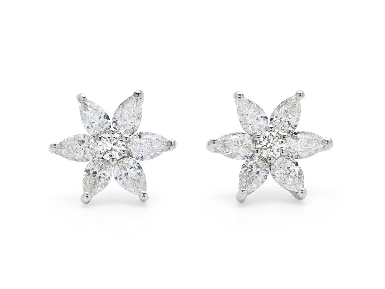Flower Diamond Earrings in Platinum