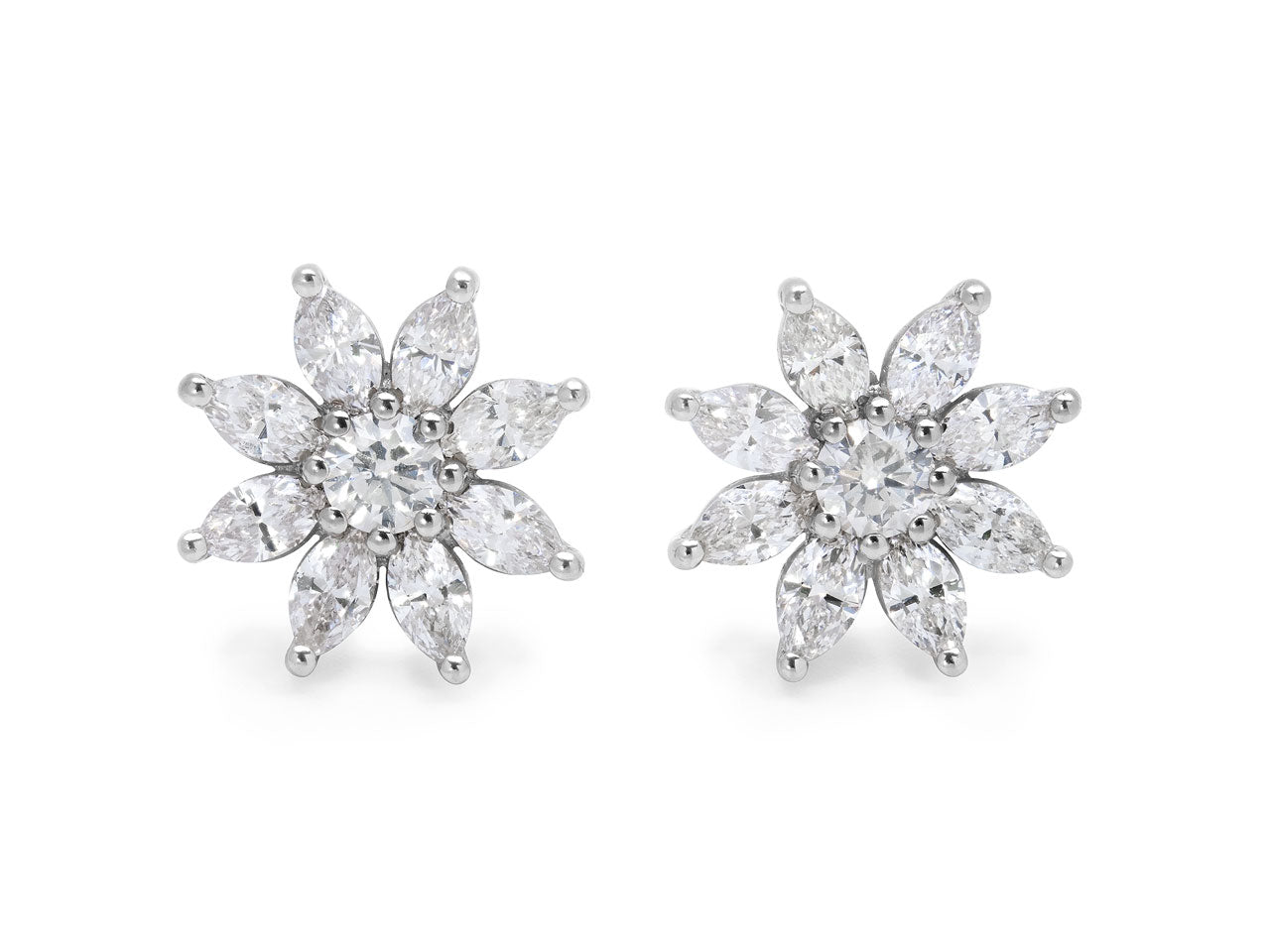Flower Diamond Earrings in Platinum