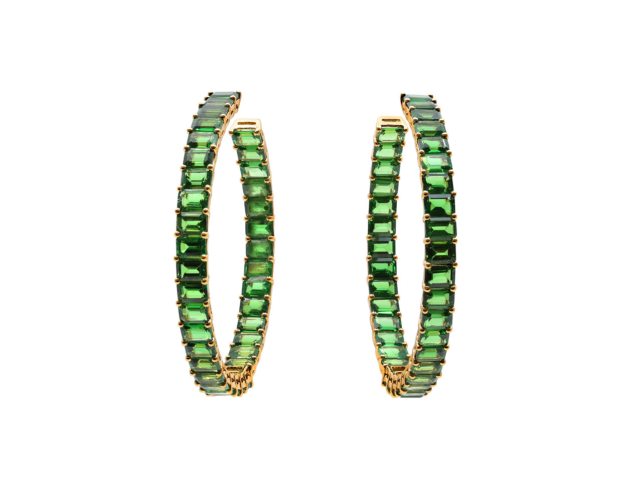 Tsavorite Hoop Earrings in 18K Gold