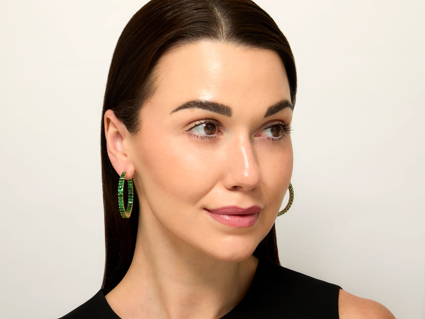 Tsavorite Hoop Earrings in 18K Gold