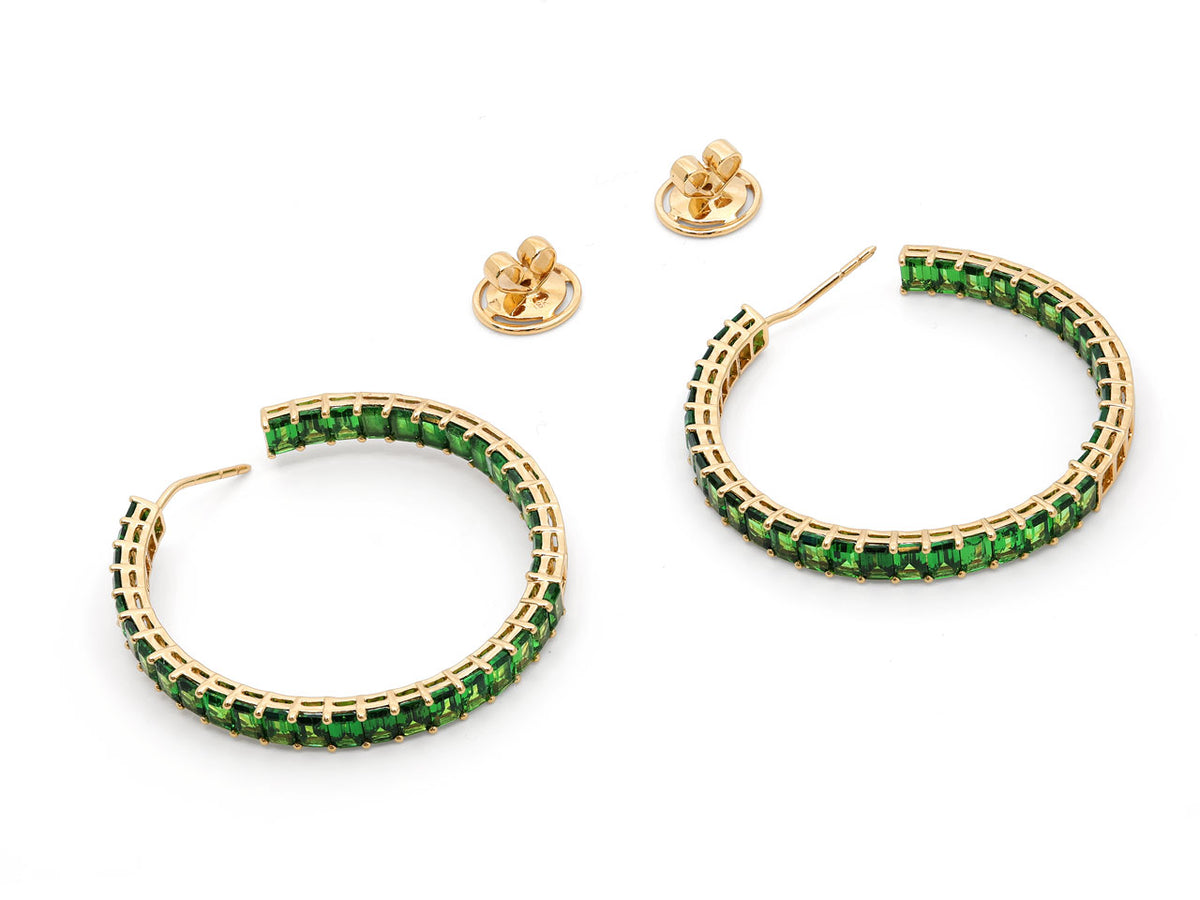 Tsavorite Hoop Earrings in 18K Gold