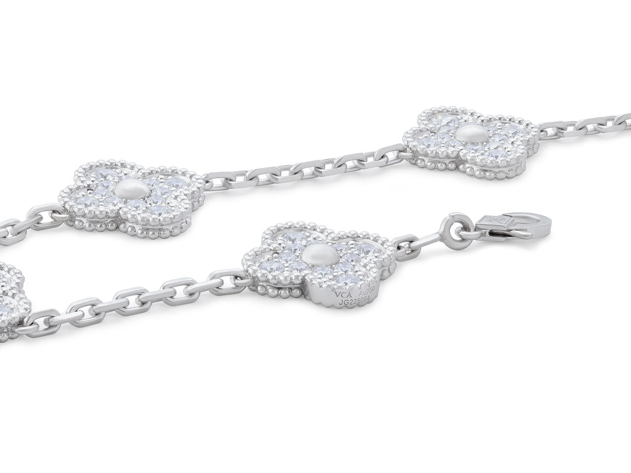 Van Cleef & Arpels 'Vintage Alhambra' Diamond Bracelet, 5 Motifs, in 18K White Gold