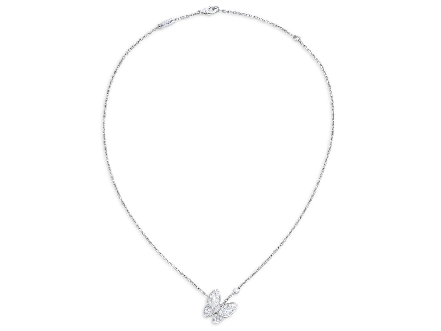 Van Cleef & Arpels 'Two Butterfly' Diamond Pendant 18K White Gold