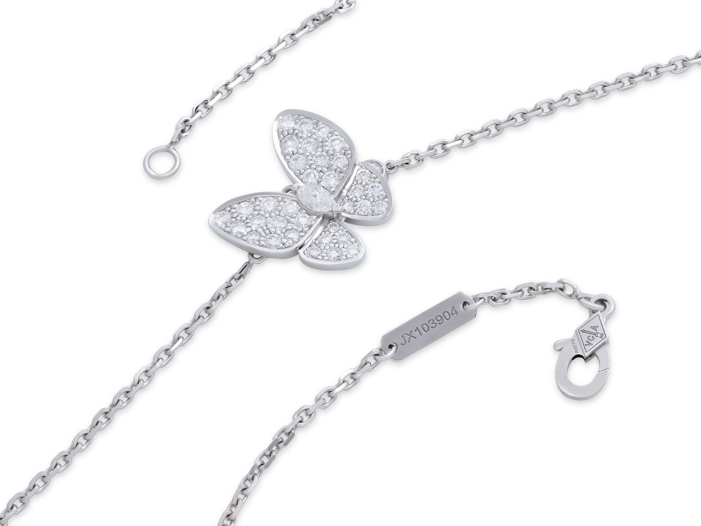 Van Cleef & Arpels 'Two Butterfly' Diamond Pendant 18K White Gold