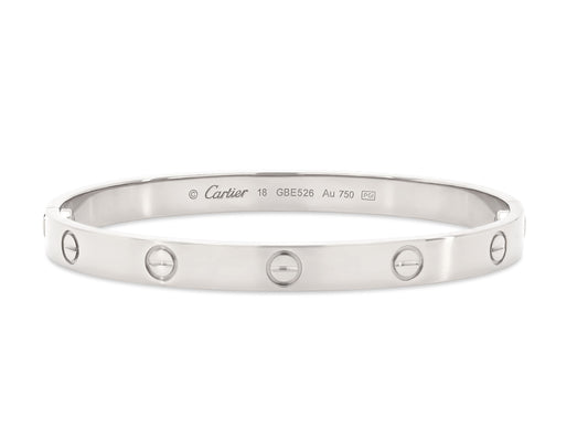 Cartier 'Love' Bracelet in 18K White Gold, Classic Model, Size 18