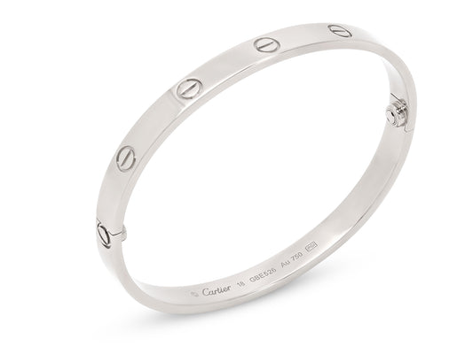 Cartier 'Love' Bracelet in 18K White Gold, Classic Model, Size 18