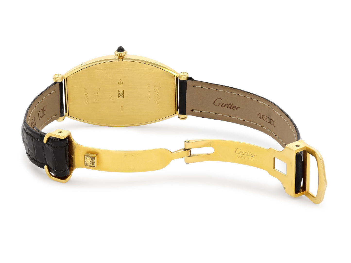 Cartier 'Tonneau' Watch in 18K Gold, with Depoloyant Buckle