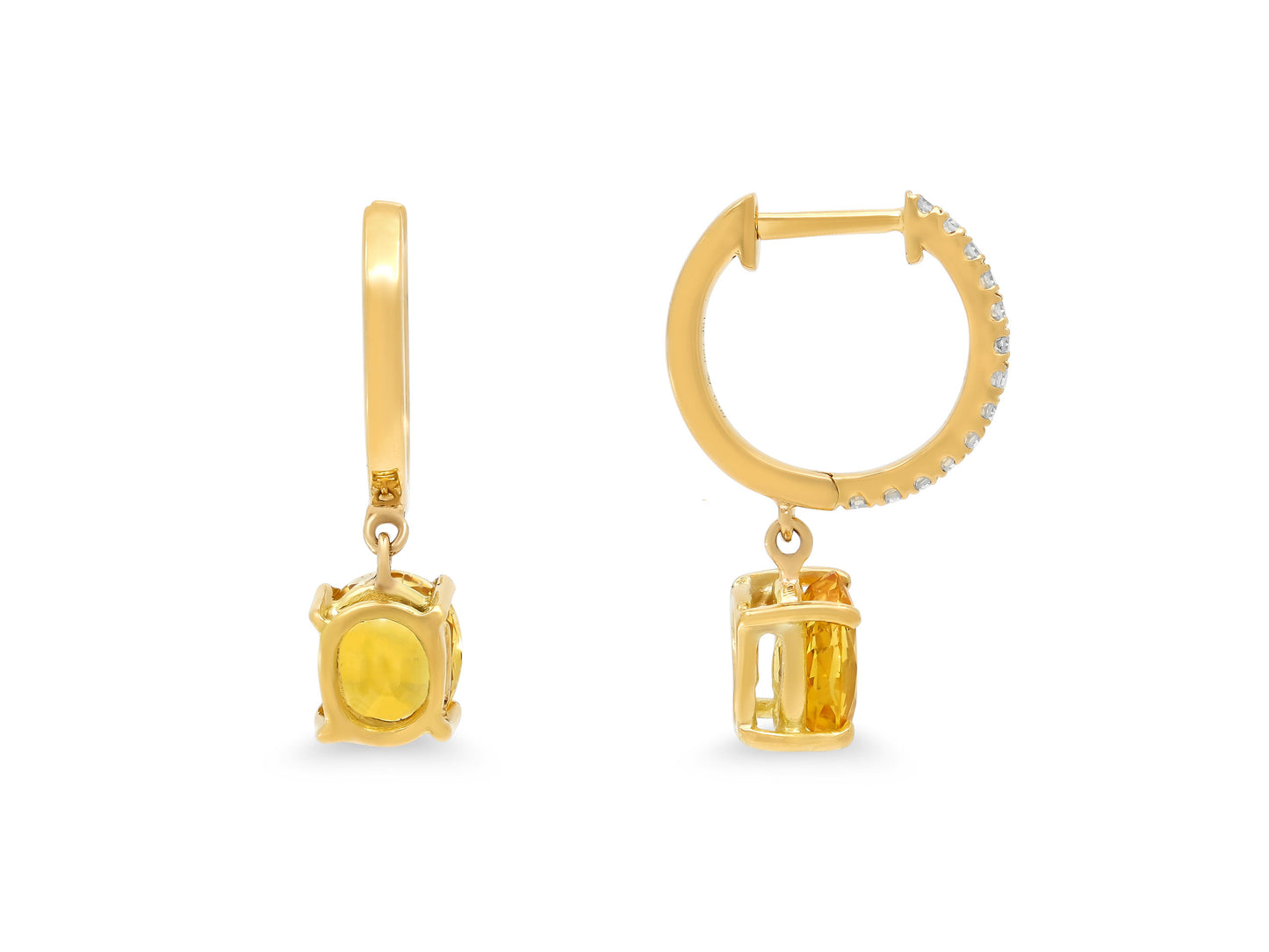 Beladora 'Reimagined' Yellow Sapphire and Diamond Earrings in 18K Gold