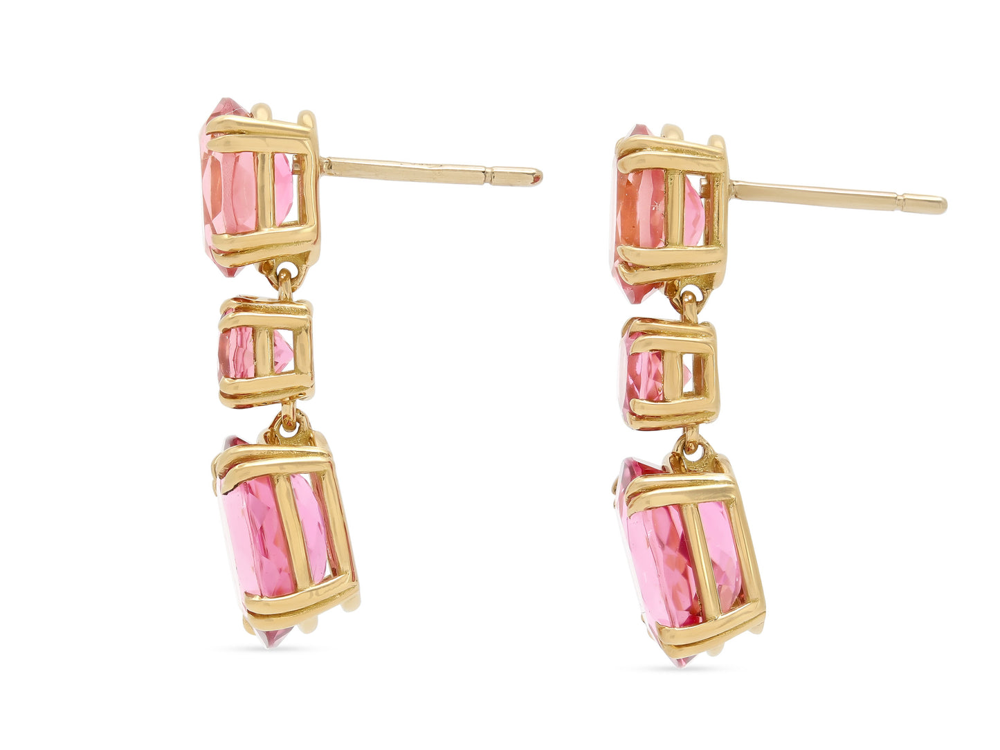 Beladora 'Bespoke' Pink Tourmaline Earrings in 18K Gold