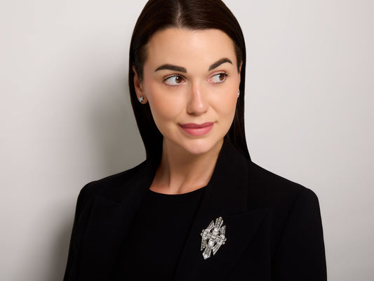 Art Deco Diamond Double Clip Brooch in Platinum