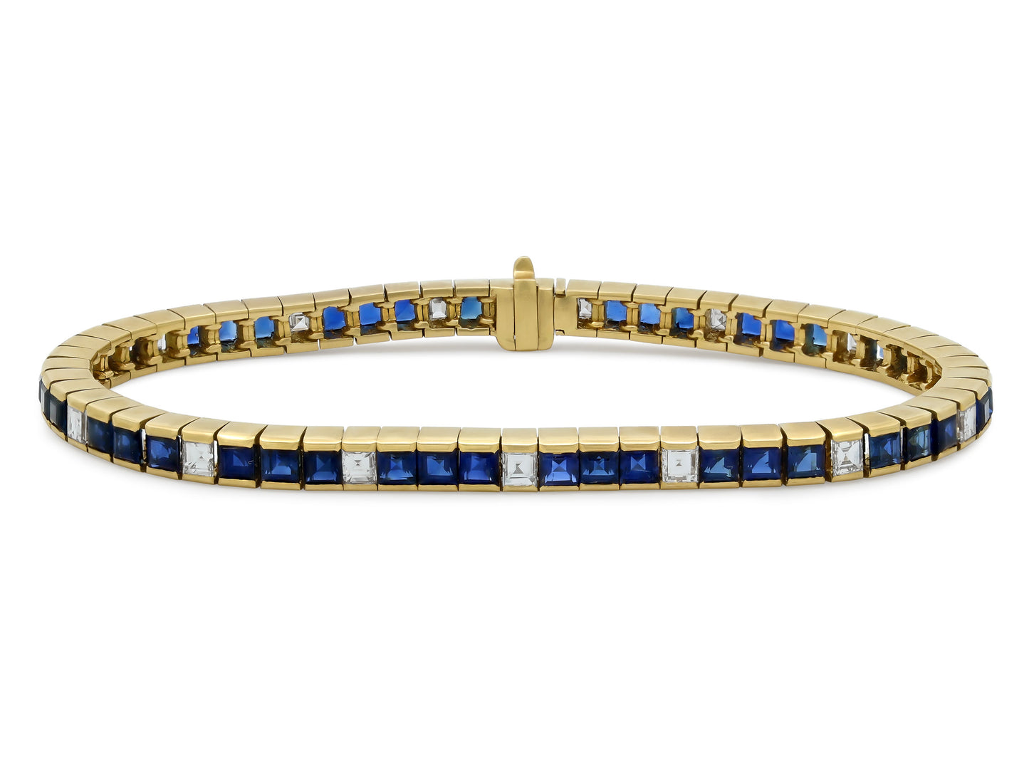 Step-cut Sapphire and Diamond Line Bracelet in 18K by Pederzani