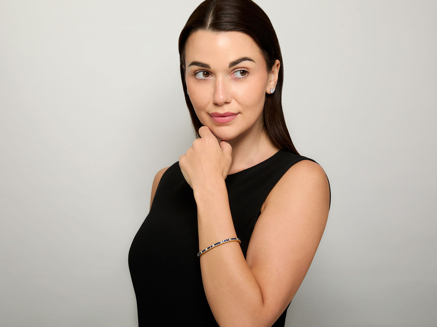 Step-cut Sapphire and Diamond Line Bracelet in 18K by Pederzani