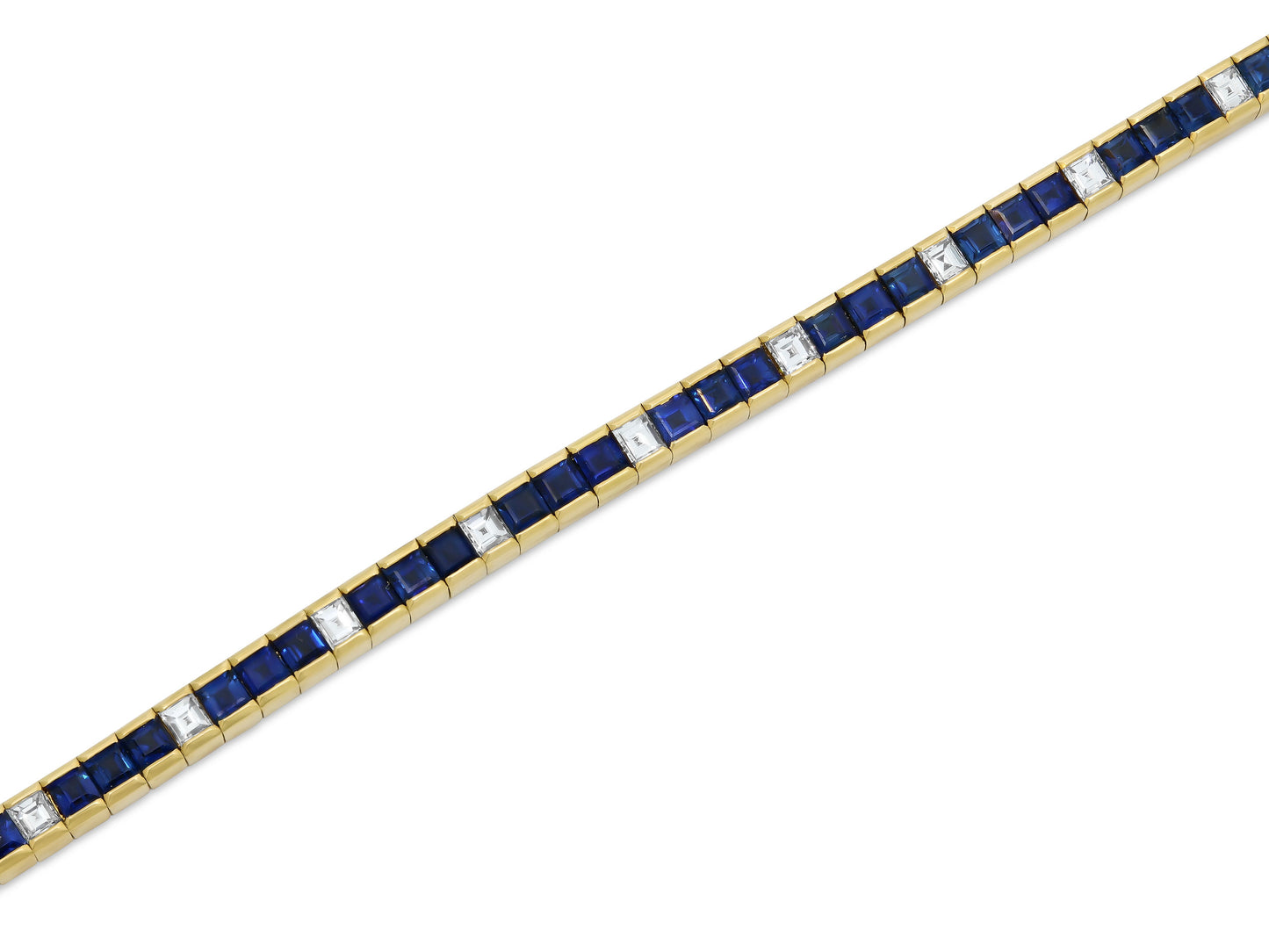 Step-cut Sapphire and Diamond Line Bracelet in 18K by Pederzani