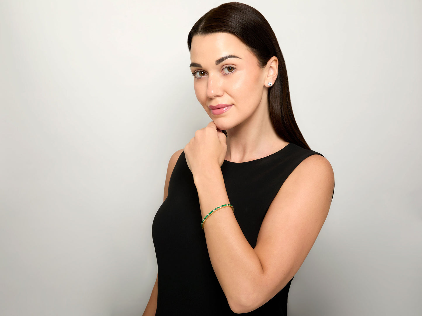 Step-cut Emerald and Diamond Line Bracelet in 18K by Pederzani