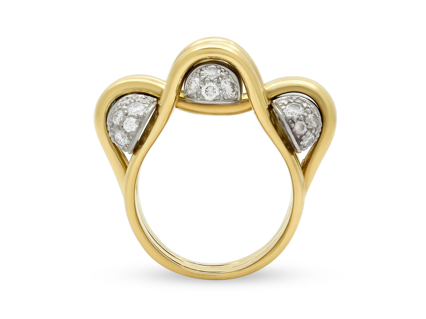 Verdura 'Trio' Diamond Ring in 18K Gold and Platinum
