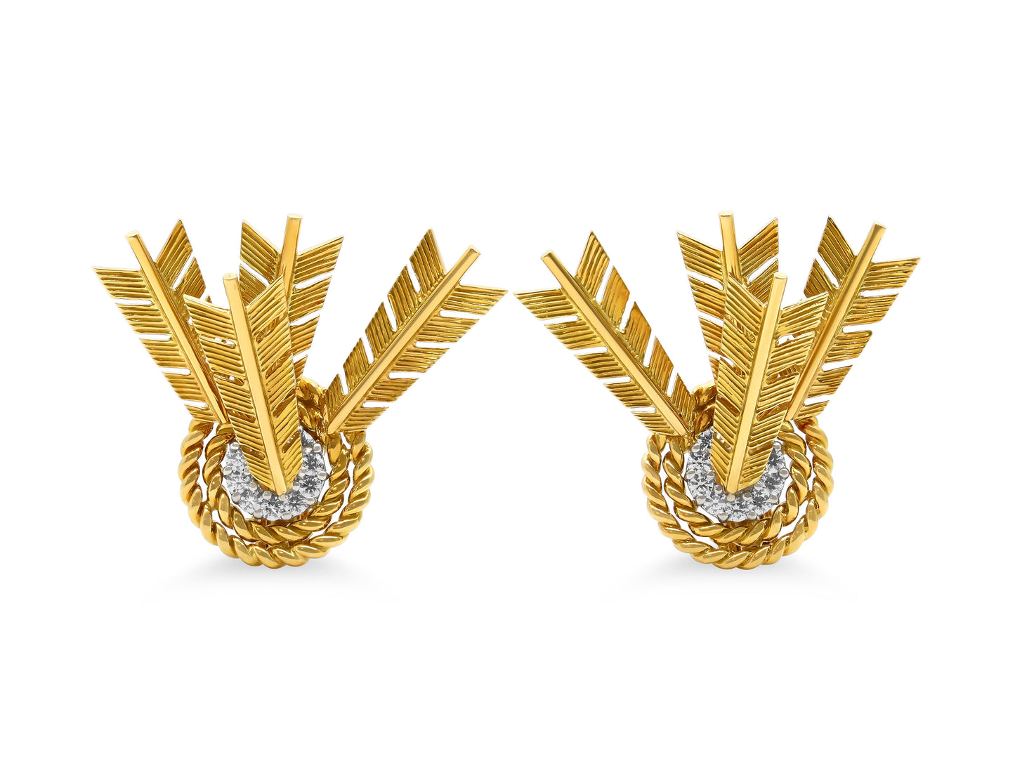 Verdura 'Target' Earrings in 18K Gold and Platinum