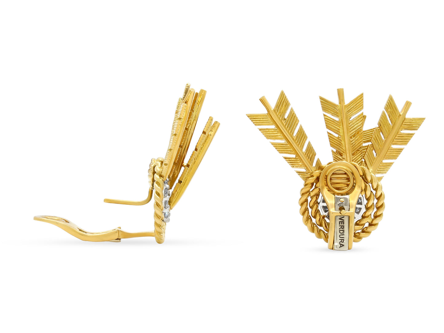 Verdura 'Target' Earrings in 18K Gold and Platinum