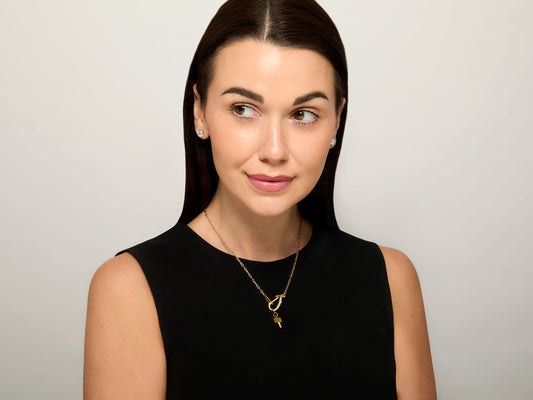 Jade Trau 'Lola' Diamond Necklace and 'Mini Catherine' Key Charm in 18K Gold