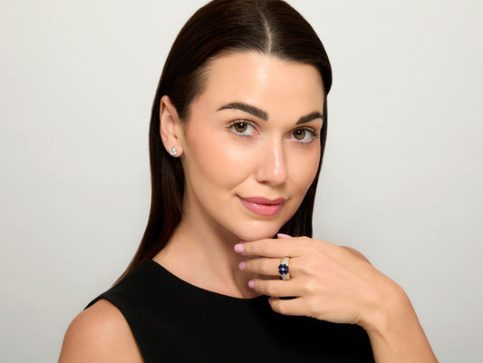 Sabbadini Sapphire and Diamond Clover Ring 18K Gold
