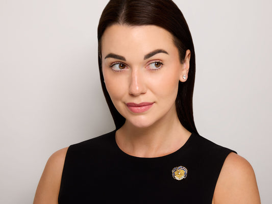 Jean Vitau Sapphire and Diamond 'Pansy' Brooch in 18K Gold