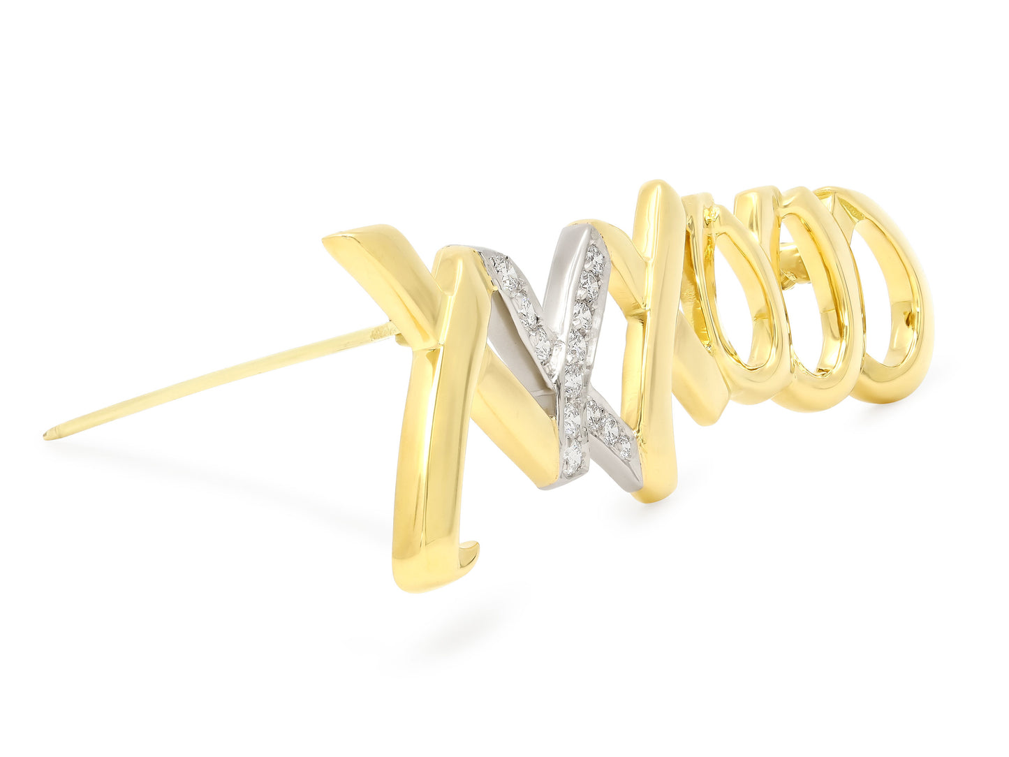 Tiffany & Co. Paloma Picasso Diamond 'XO' Brooch in 18K Gold and Platinum