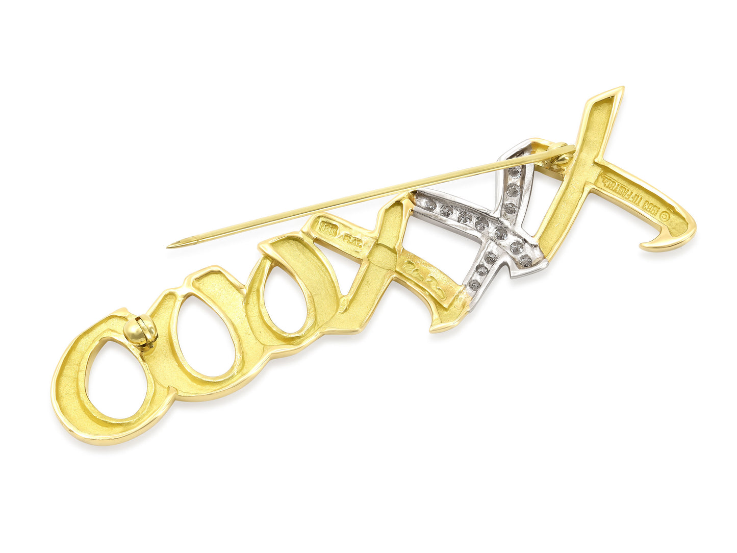 Tiffany & Co. Paloma Picasso Diamond 'XO' Brooch in 18K Gold and Platinum
