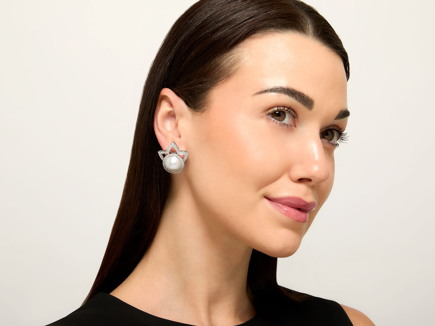 Tiffany & Co. Diamond and Mabe Pearl Earrings in Platinum