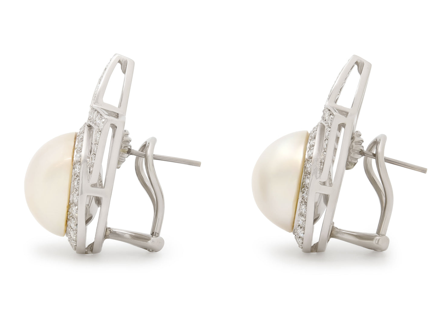 Tiffany & Co. Diamond and Mabe Pearl Earrings in Platinum
