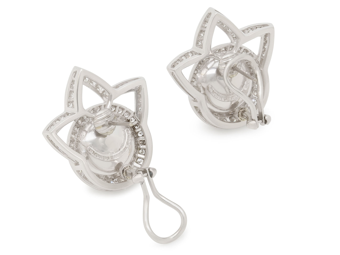 Tiffany & Co. Diamond and Mabe Pearl Earrings in Platinum