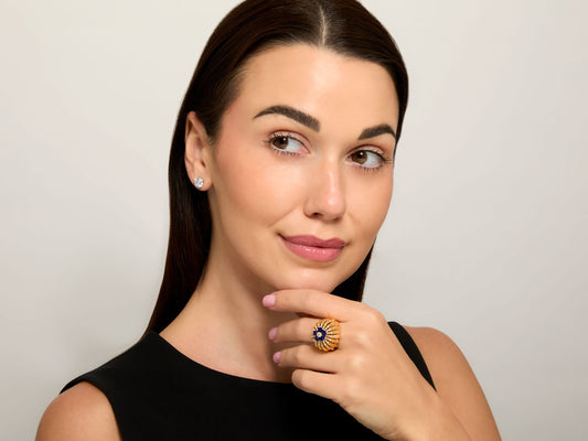 Cartier 'Cactus de Cartier' Diamond and Lapis Ring in 18K Gold