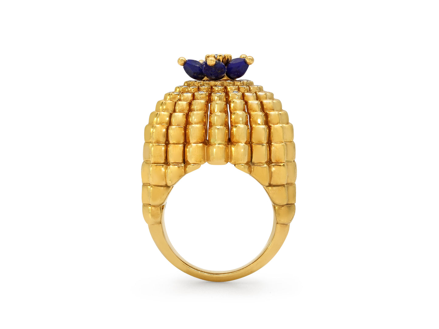 Cartier 'Cactus de Cartier' Diamond and Lapis Ring in 18K Gold