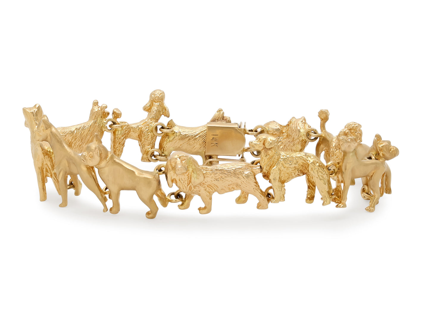 Dog Breed Link Bracelet in 14K Gold