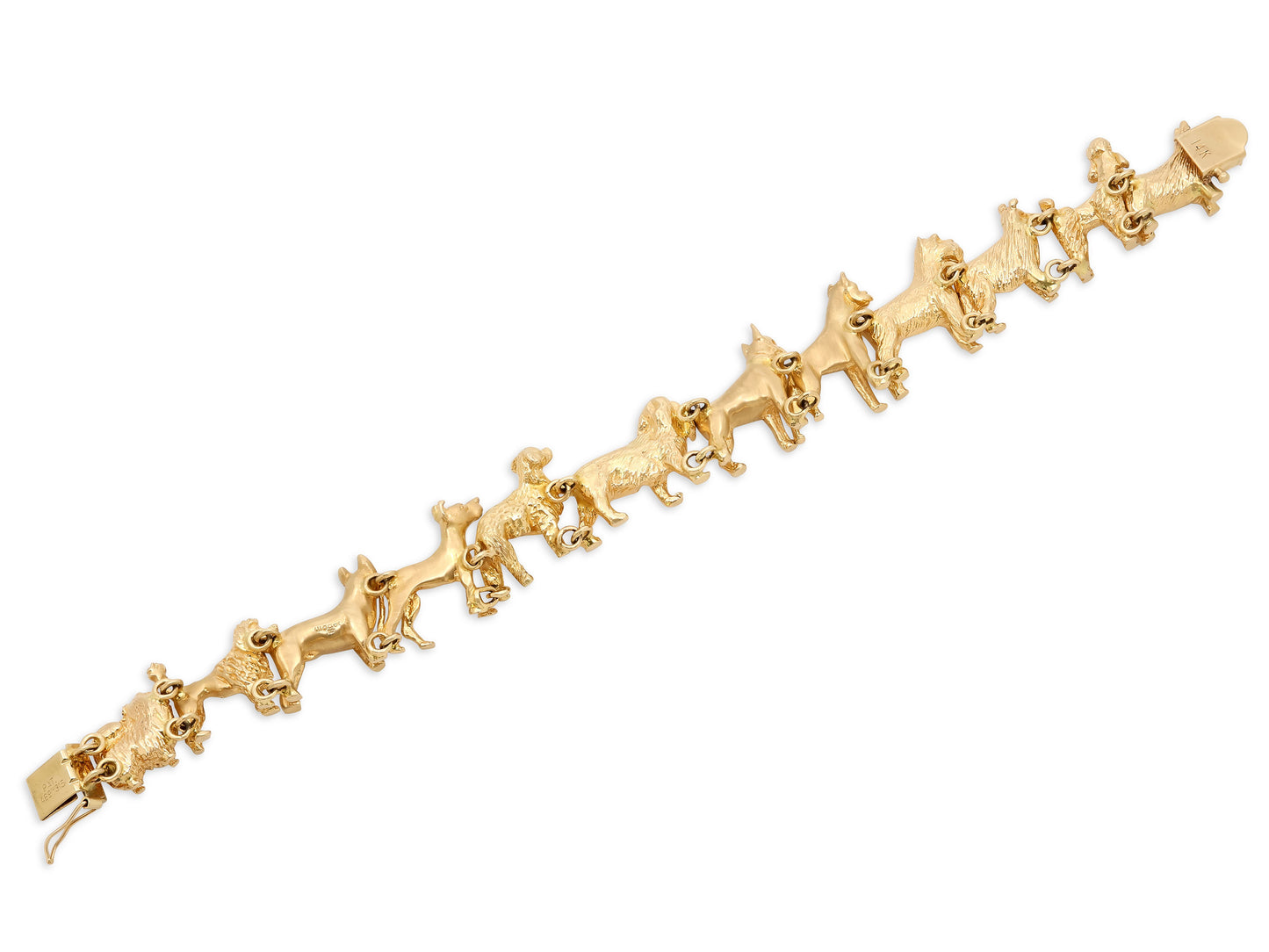 Dog Breed Link Bracelet in 14K Gold