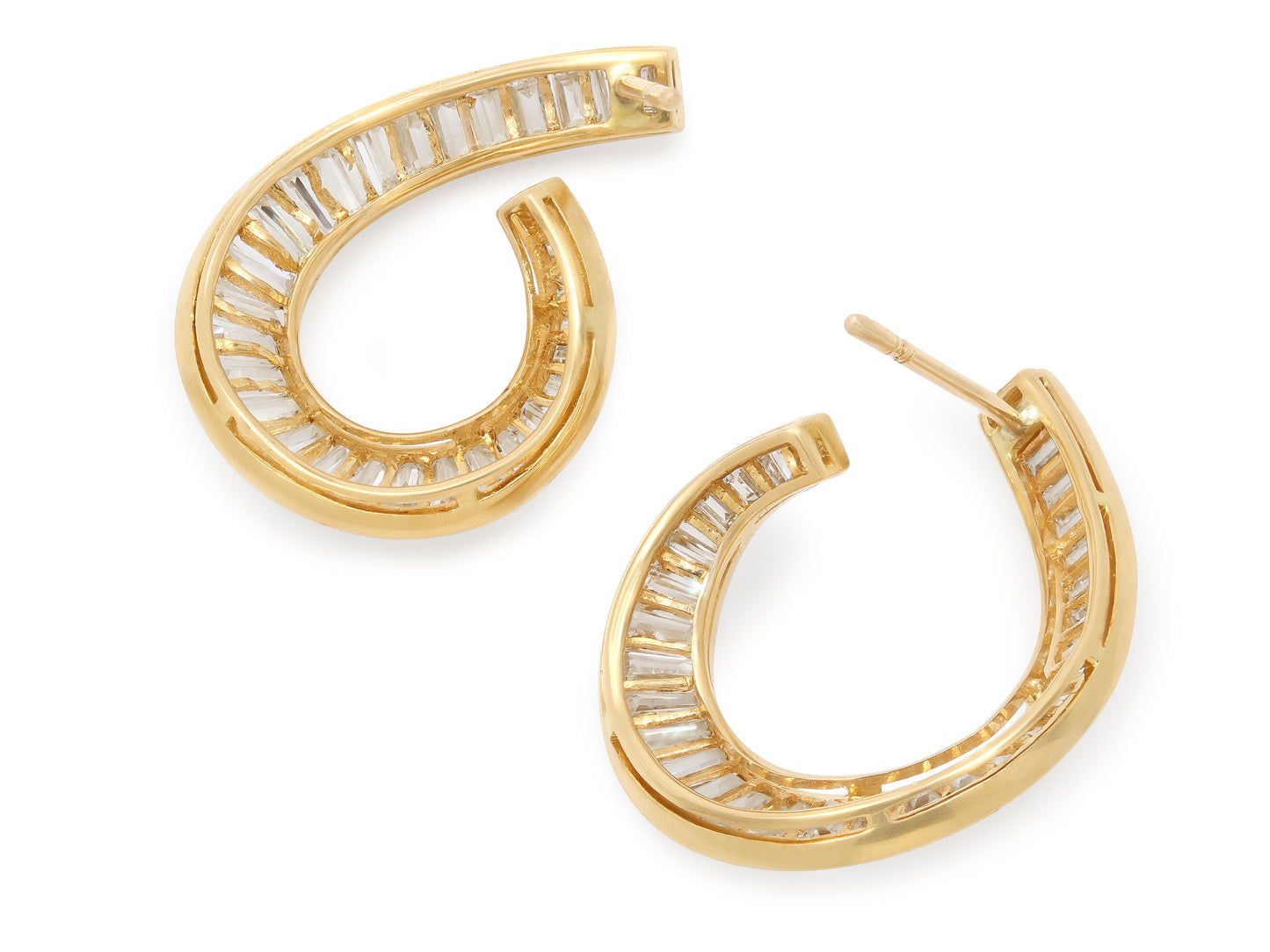Baguette Diamond Hoops in 18K Gold