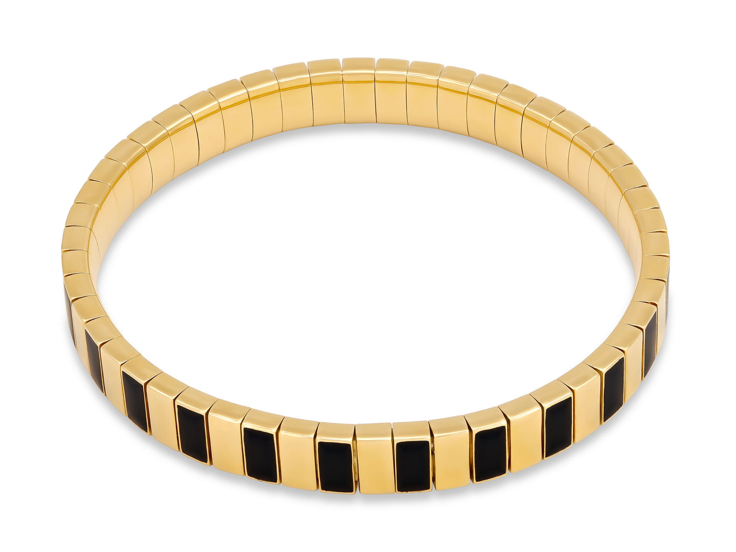 Onyx and Gold Stretch Bracelet in 18K Gold by Beladora