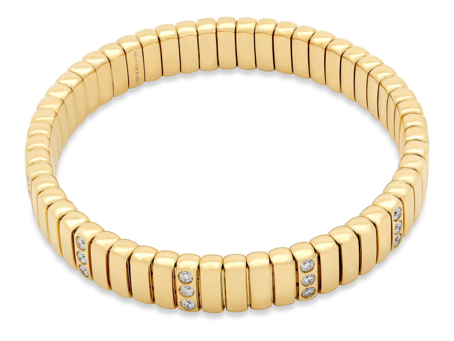 Stretch Bracelet with Diamonds, 9.5 mm, in 18K Gold by Beladora