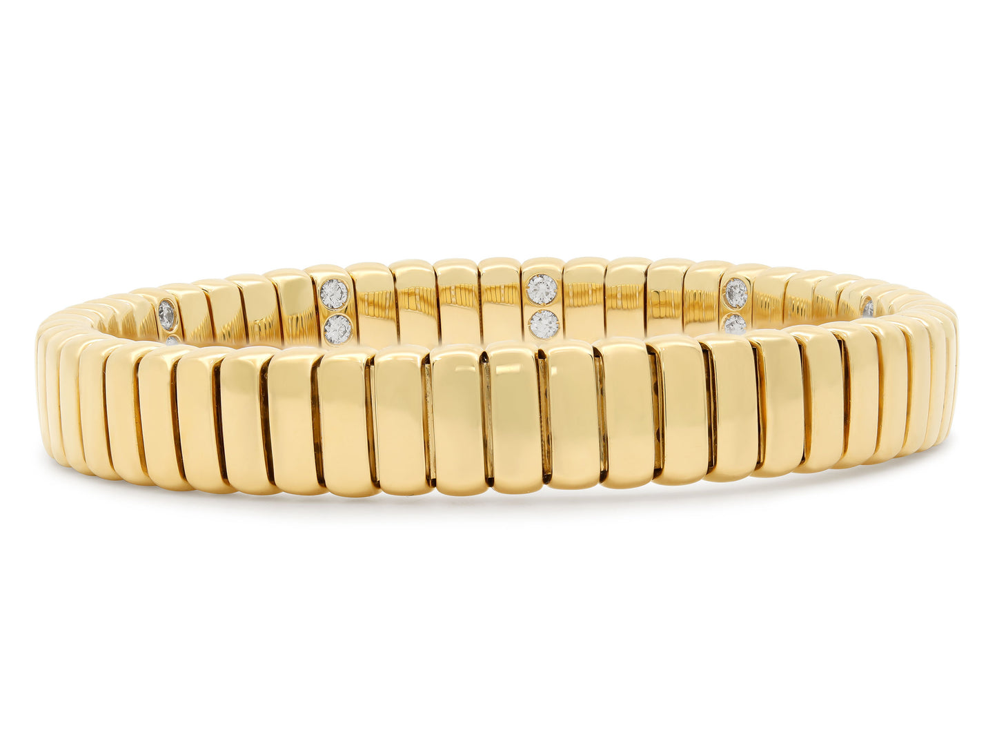 Stretch Bracelet with Diamonds, 9.5 mm, in 18K Gold by Beladora