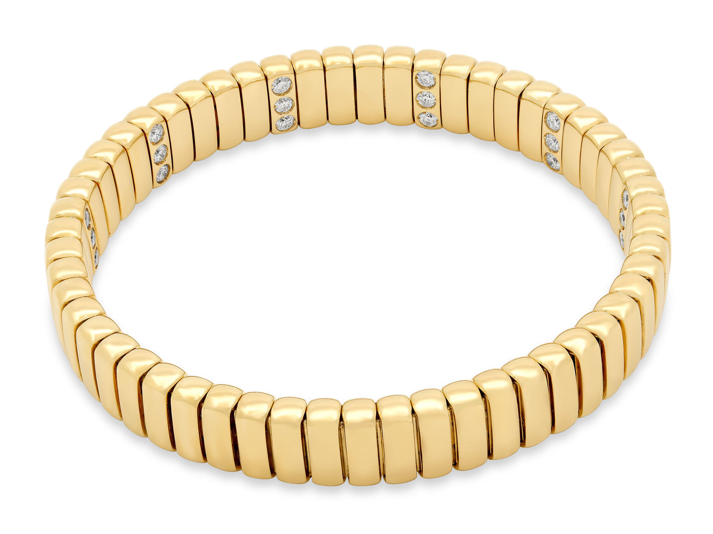 Stretch Bracelet with Diamonds, 9.5 mm, in 18K Gold by Beladora
