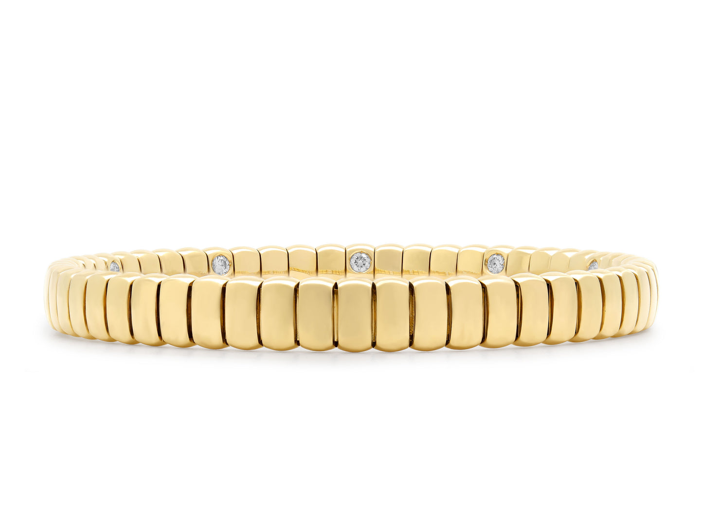 Stretch Bracelet with Diamonds, 7 mm, in 18K Gold by Beladora