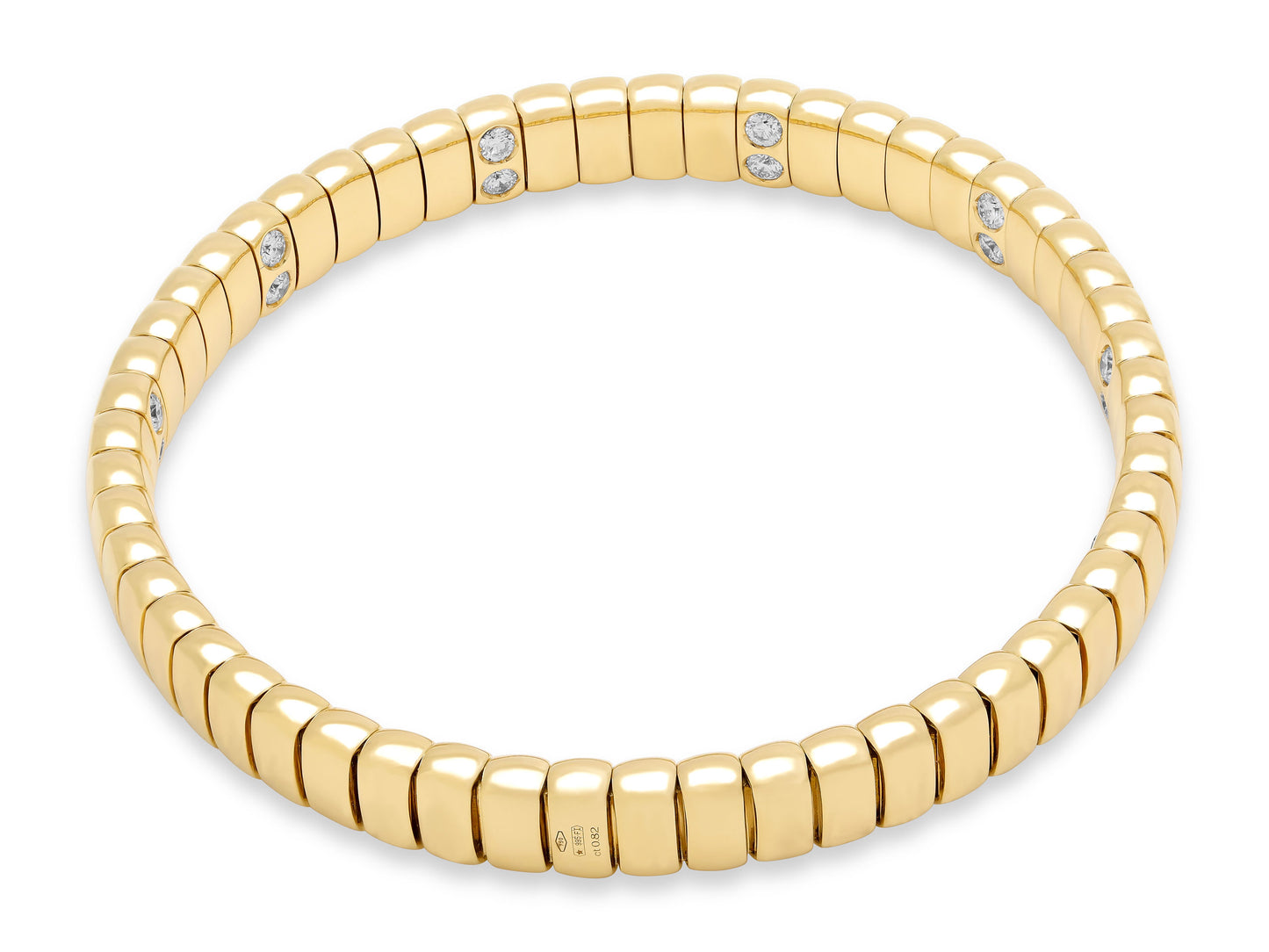 Stretch Bracelet with Diamonds, 7 mm, in 18K Gold by Beladora