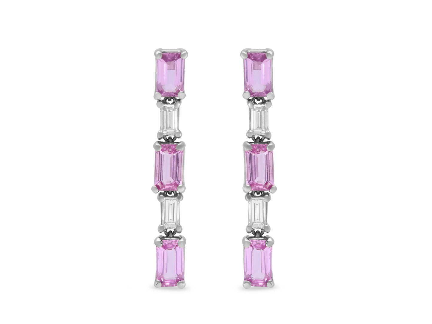 Beladora 'Bespoke' Pink Saphire and Diamond Earrings in Platinum