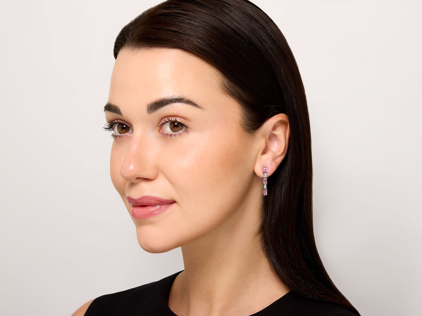 Beladora 'Bespoke' Pink Saphire and Diamond Earrings in Platinum