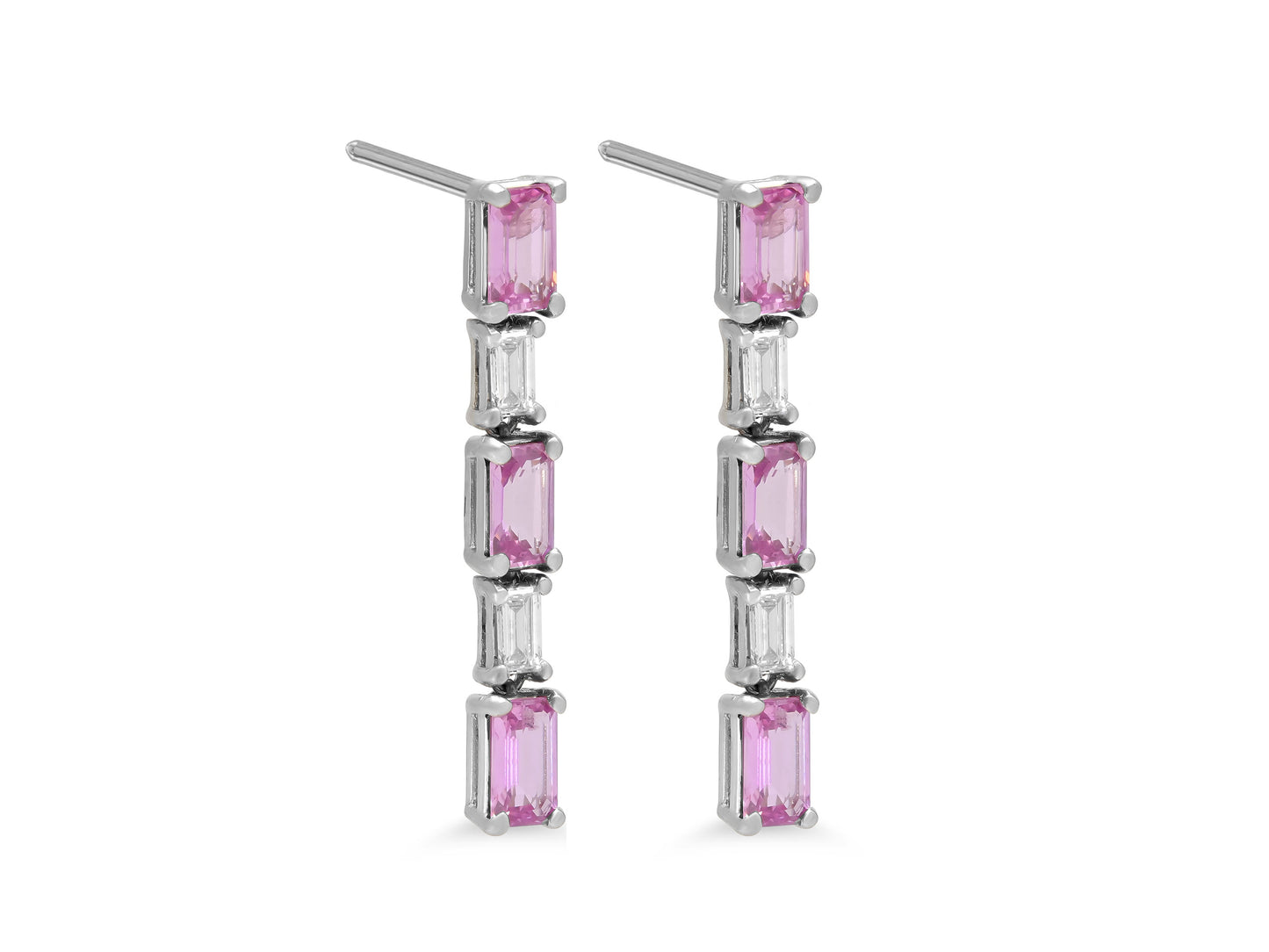Beladora 'Bespoke' Pink Saphire and Diamond Earrings in Platinum