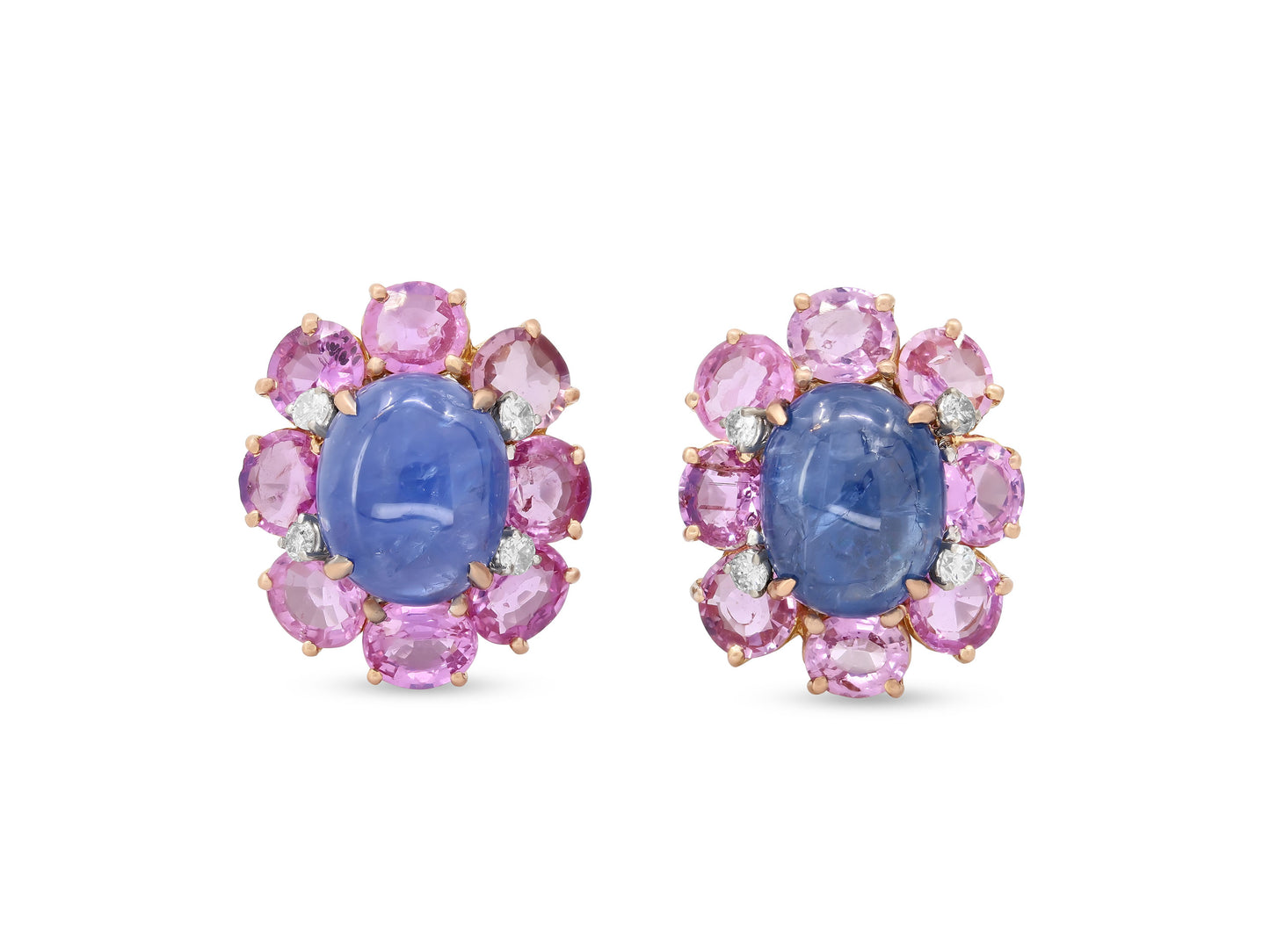 Beladora 'Reimagined' Sapphire and Diamond Earrings in 14K Rose Gold