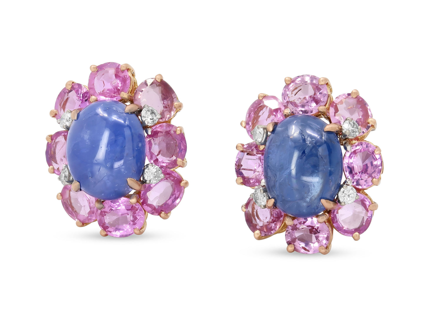 Beladora 'Reimagined' Sapphire and Diamond Earrings in 14K Rose Gold