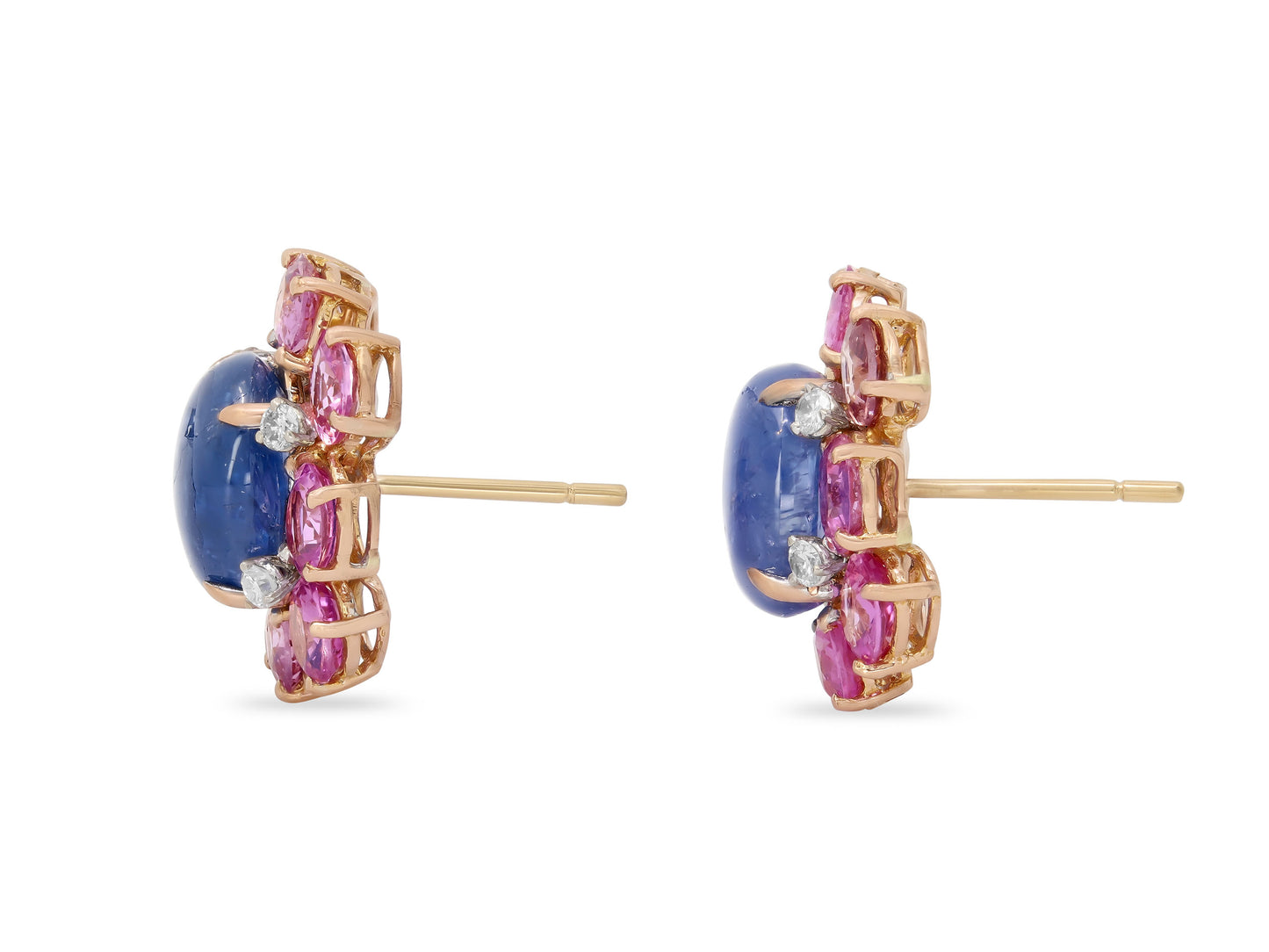 Beladora 'Reimagined' Sapphire and Diamond Earrings in 14K Rose Gold