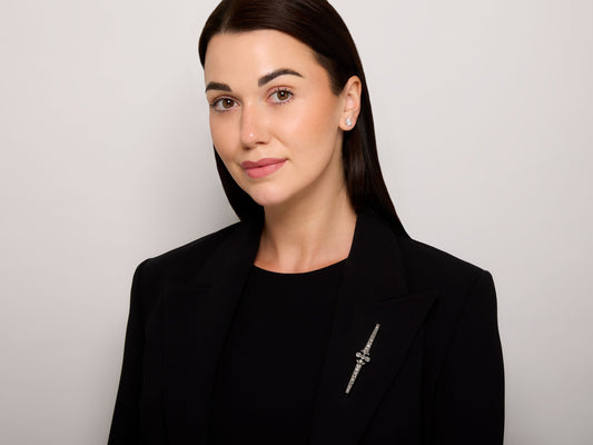 Antique Edwardian Diamond and Enamel Brooch in Platinum and 18K Gold