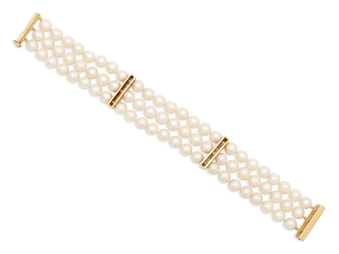 Pearl and Diamond Bracelet in 18K Gold