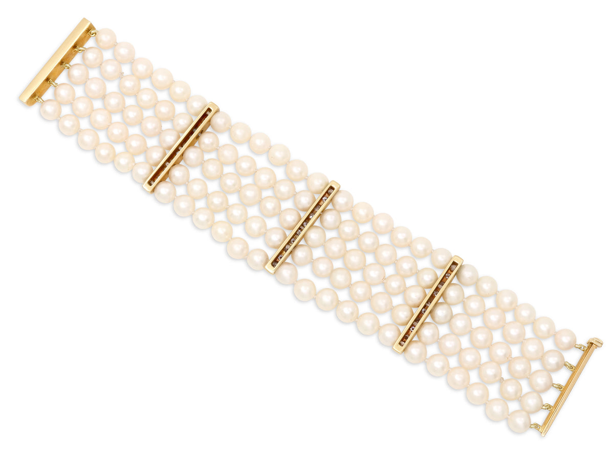 Pearl and Diamond Bracelet in 18K Gold
