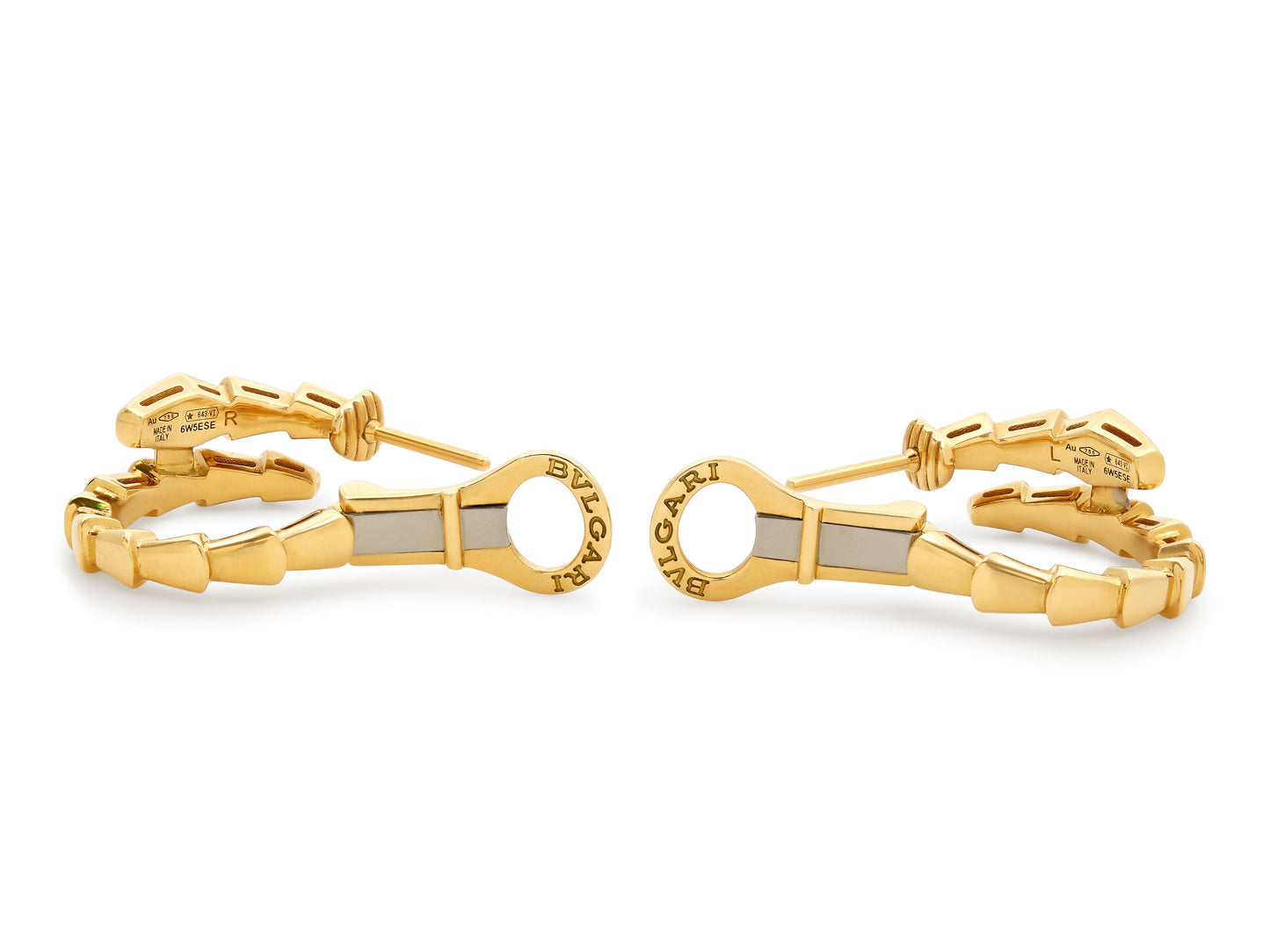 Bulgari 'Serpenti Viper' Diamond Hoop Earrings in 18K Gold